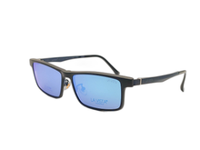 Load image into Gallery viewer, La Vista Eye Wear Clip on-Square-Black-Clip On Mirror Blue-Mod : Tj-8205-Color : 04