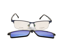 Load image into Gallery viewer, La Vista Eye Wear Clip on-Square-Black-Clip On Mirror Blue-Mod : Tj-8205-Color : 04