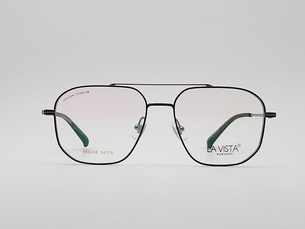 La Vista Eye Wear-Metal Titanium- Square-Black*Gun-Mod: HF6008-Color:C2