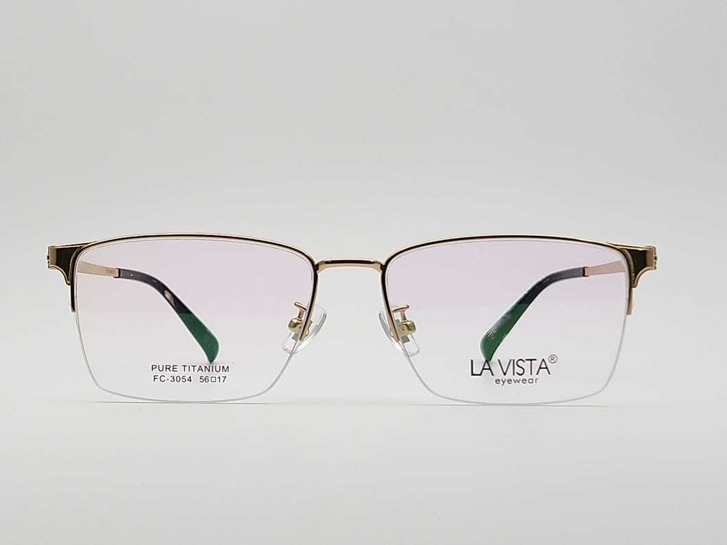 La Vista Eye Wear-Metal Titanium- Rectangle-Gold-Mod: FC-3054-Color:C7
