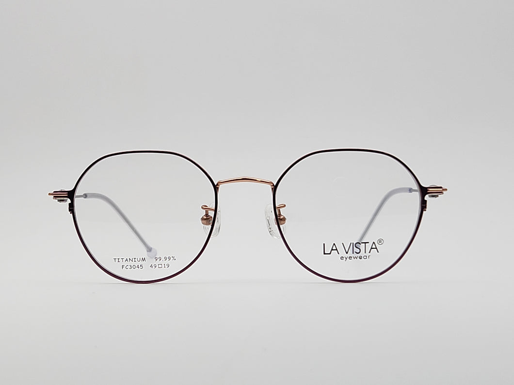 La Vista Eye Wear-Metal Titanium- Hexagonal-Gold*Purple-Mod: FC-3045-Color:C 6
