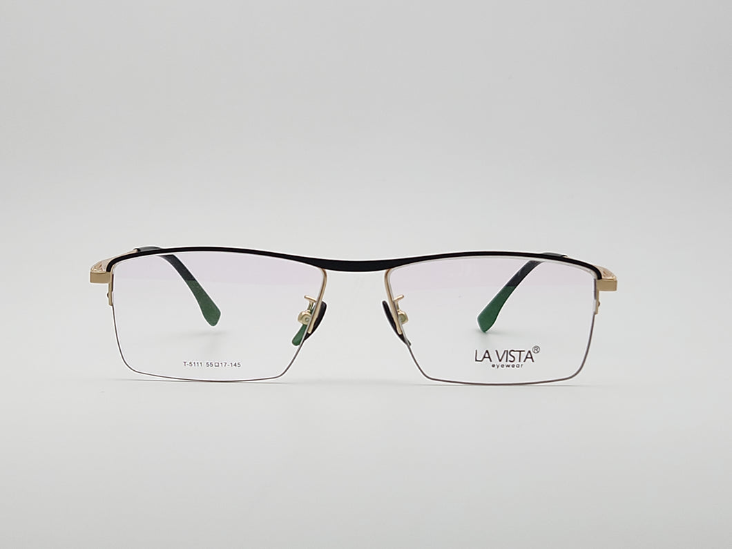 La Vista Eye Wear-Metal Titanium- Rectangle-Gold*Black-Mod: T-5111-Color:C 1