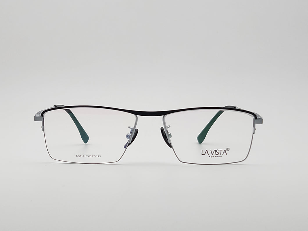 La Vista Eye Wear-Metal Titanium- Rectangle-Silver*Black-Mod: T-5111-Color:C 2