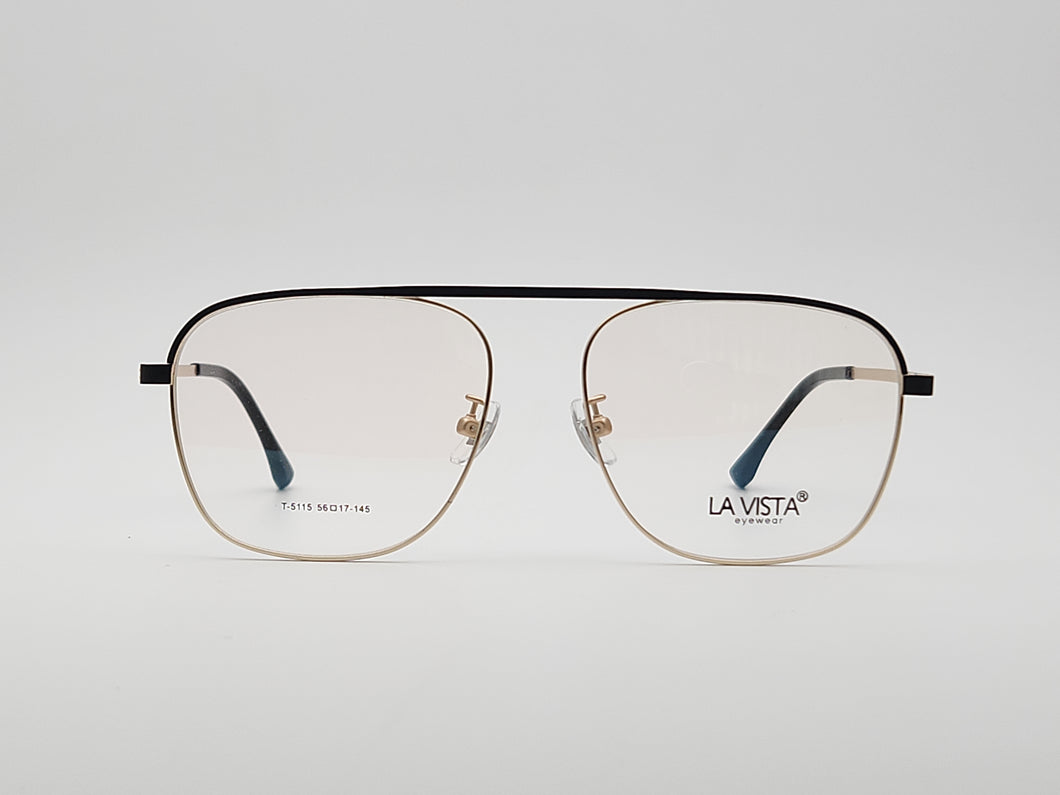 La Vista Eye Wear-Metal Titanium- Rectangle-Silver*Black-Mod: T-5115-Color:C 2