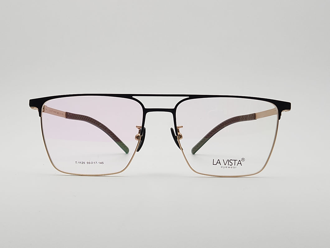 La Vista Eye Wear-Metal Titanium- Square-Gold*Black-Mod: T-1125-Color:C 1