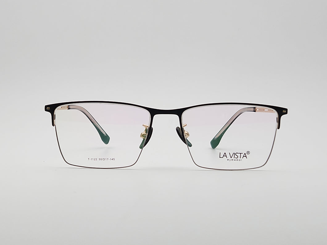 La Vista Eye Wear-Metal Titanium- Rectangle-Gold*Black-Mod: T-1122-Color:C 1