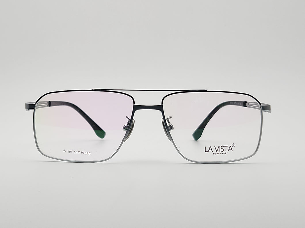 La Vista Eye Wear-Metal Titanium- Rectangle-Silver*Black-Mod: T-1101-Color:C 2
