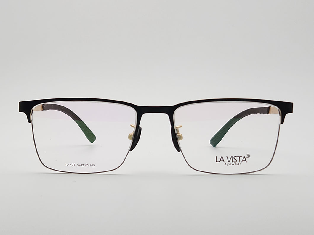 La Vista Eye Wear-Metal Titanium- Rectangle-Gold*Black-Mod: T-1197-Color:C 1