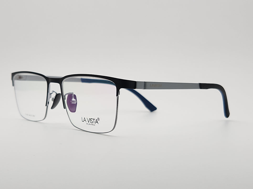 La Vista Eye Wear-Metal Titanium- Rectangle-Silver*Black-Mod: T-1197-Color:C 2