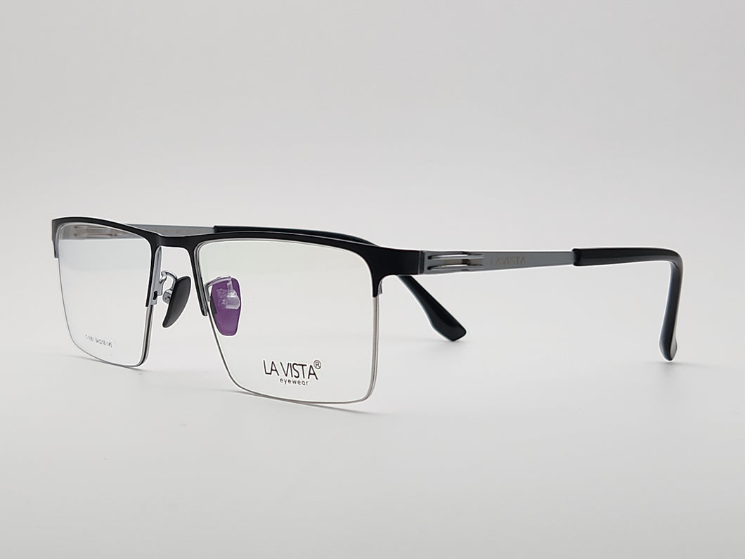 La Vista Eye Wear-Metal Titanium- Rectangle-Silver*Black-Mod: T-1161-Color:C 2