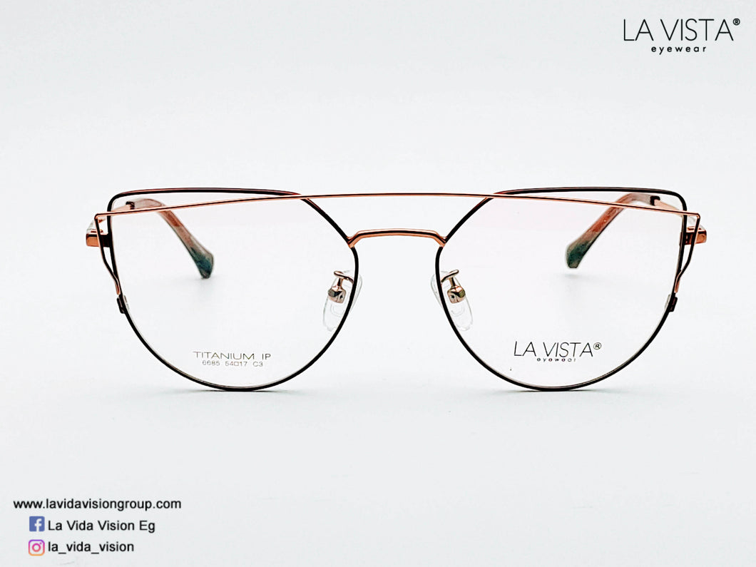 La Vista Eye Wear-Metal Titanium-Cat-Eye-Brown-6685