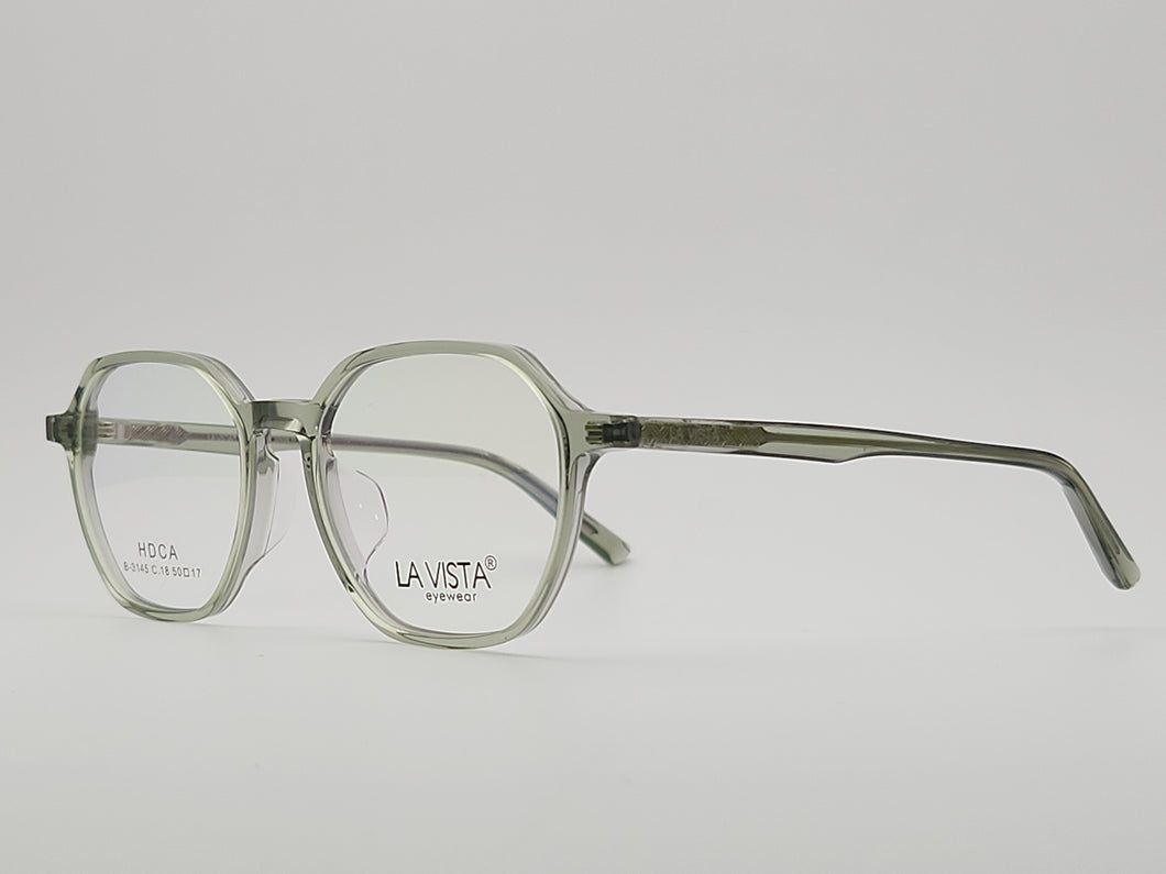 La Vista Eye Wear (Acetic Acid Plate) Mod. B - 3145 Col 18 (Transparent Green) Size 50-17-145