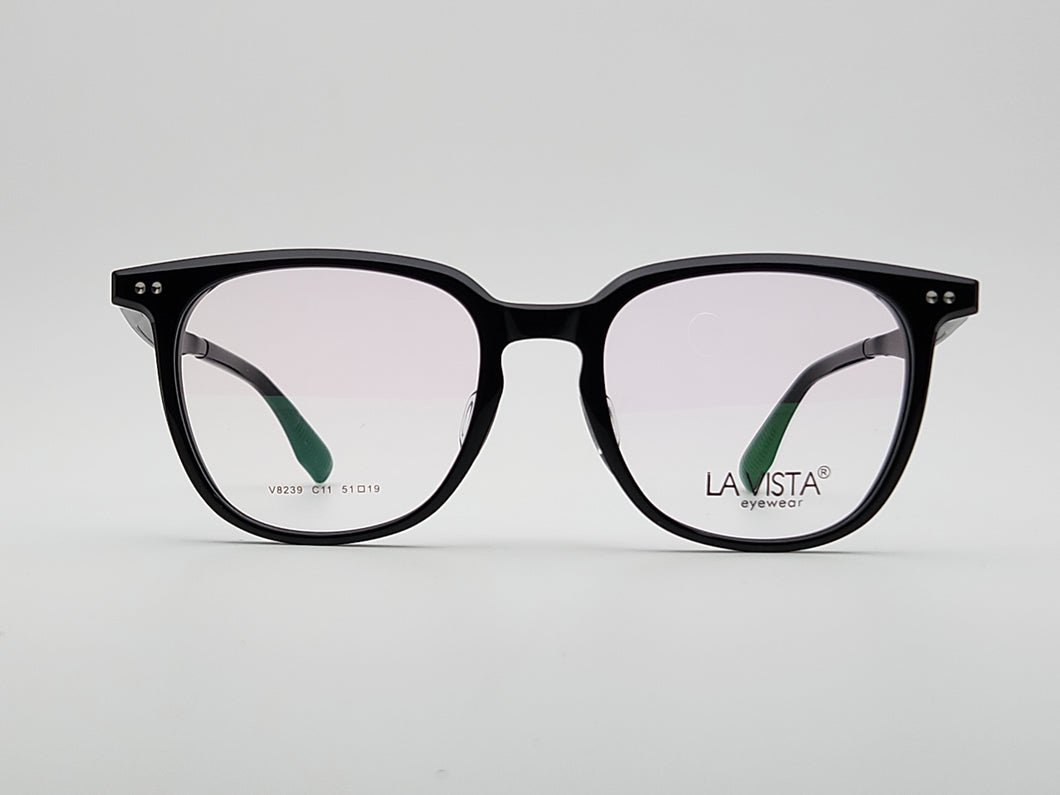 La Vista Eye Wear (Acetic Acid Plate) Mod. V8239 Col 11 (Black) Size 51-19-145