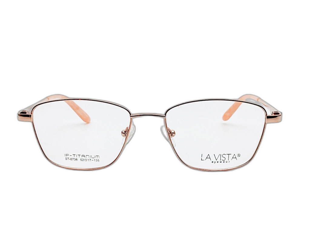 La  Vista Eye Wear-Titanium- Square-Gold-8736