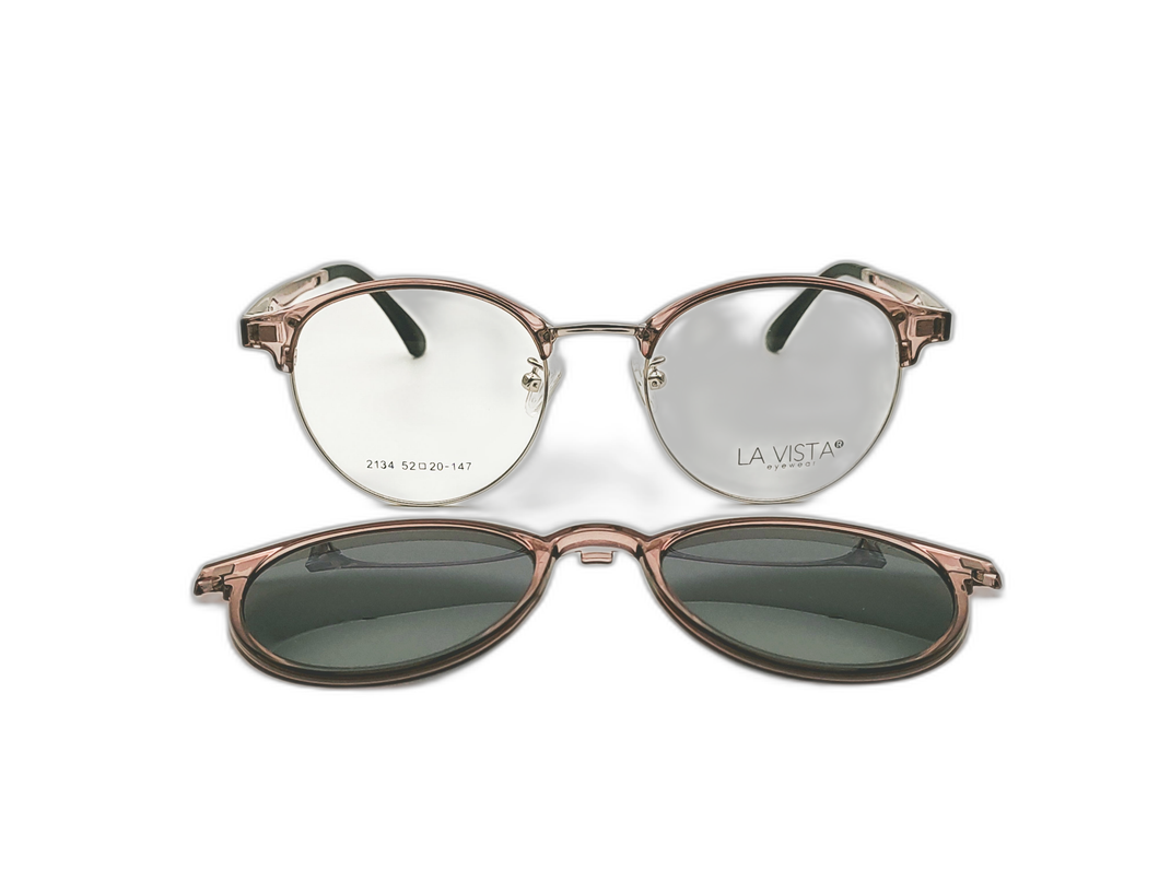 La Vista Eye Wear Clip on-Round-Light Brown-2134