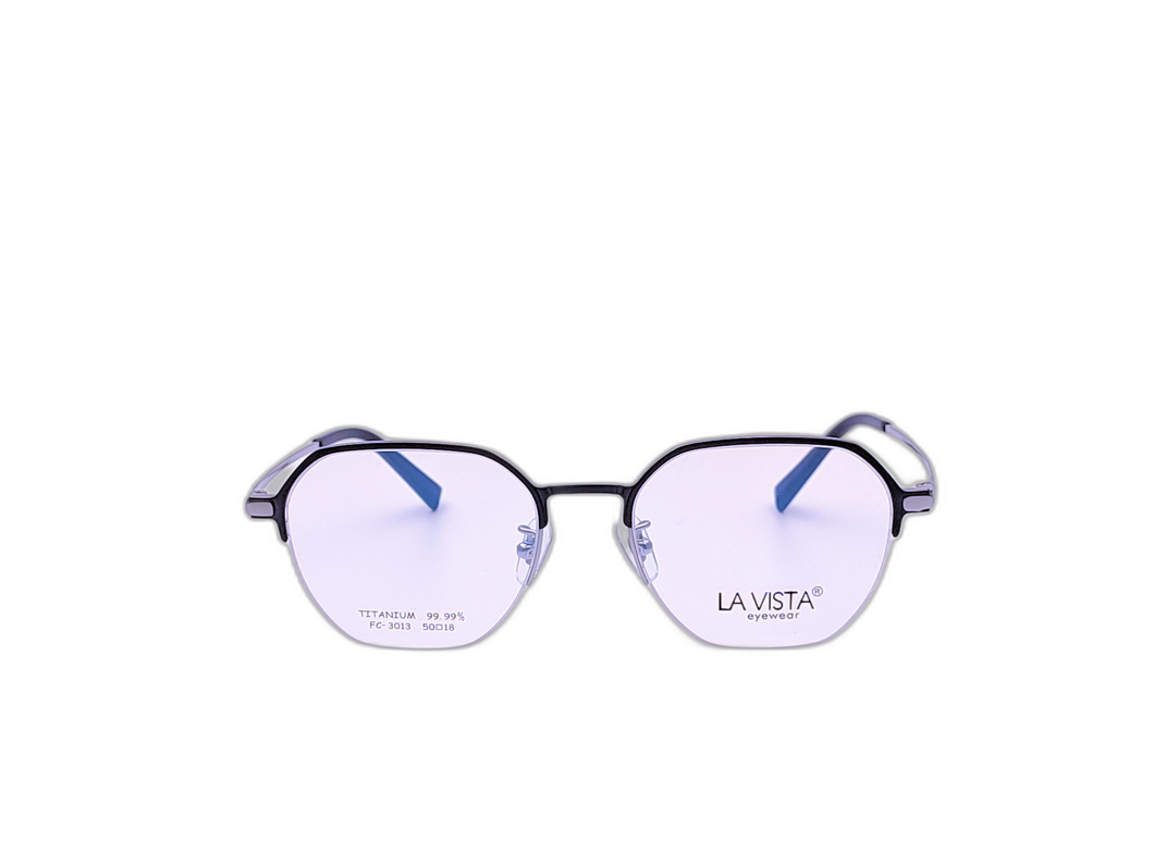 La Vista Eye Wear - Rounded Hexagonal   - Matte Blue * Silver - Mod : FC-3013 - Col : C11