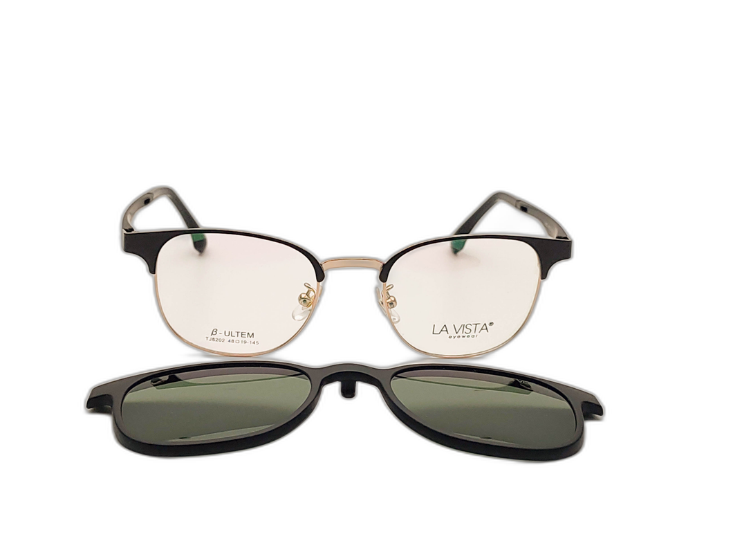 La Vista Eye Wear Clip on-Round-Black-Mod : Tj - 8202 - Color : 04