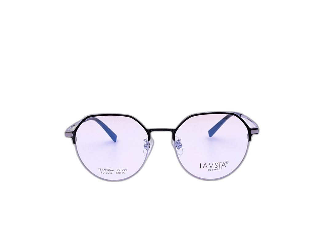 La Vista Eye Wear - Rounded Hexagonal  - Matte Blue * Silver - Mod : FC-3012 - Col : C11