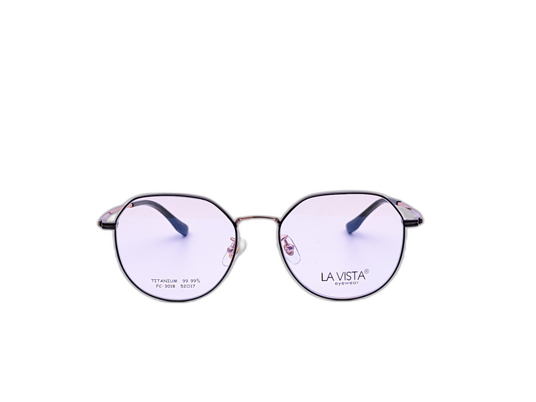 La Vista Eye Wear - Rounded Hexagonal - Black * Rose Gold - Mod : FC-3018 - Col : C3-1