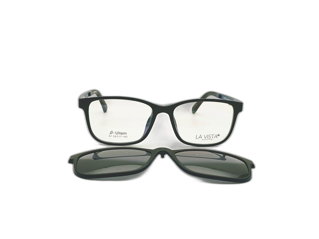 La Vista Eye Wear Clip on-Rectangle-Black-61