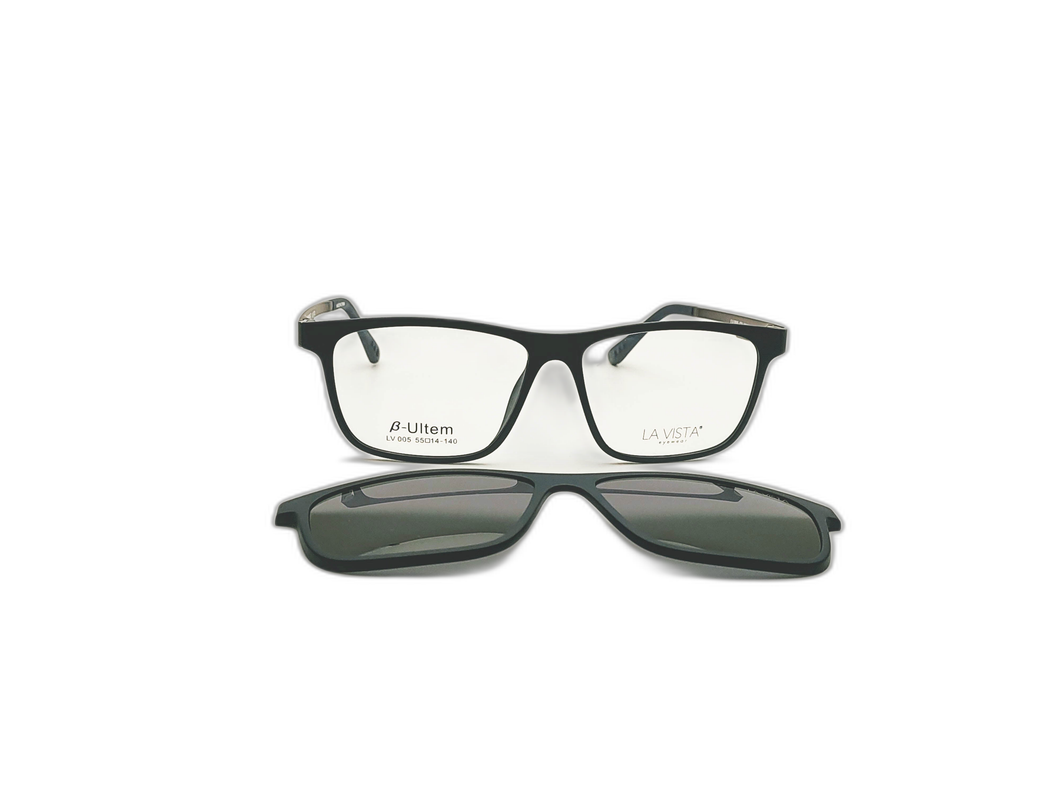 La Vista Eye Wear Clip on-Square-Gray-Mod : LV 005 - Color : 03