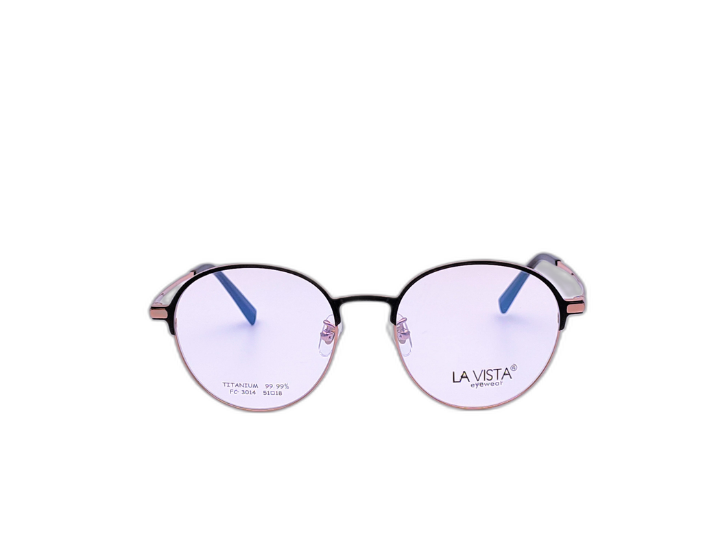 La Vista Eye Wear - Round - Black * Rose Gold - Mod : FC-3014 - Col : C3-1