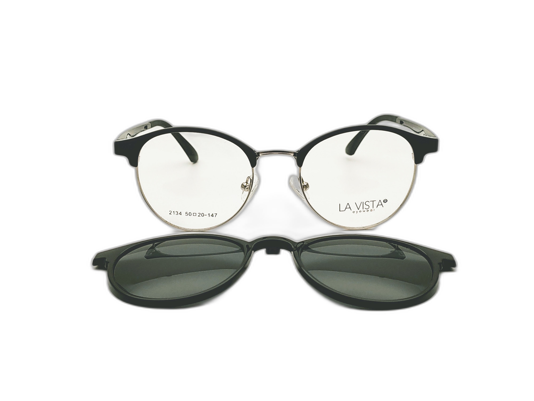 La Vista Eye Wear Clip on-Round-Black-2134