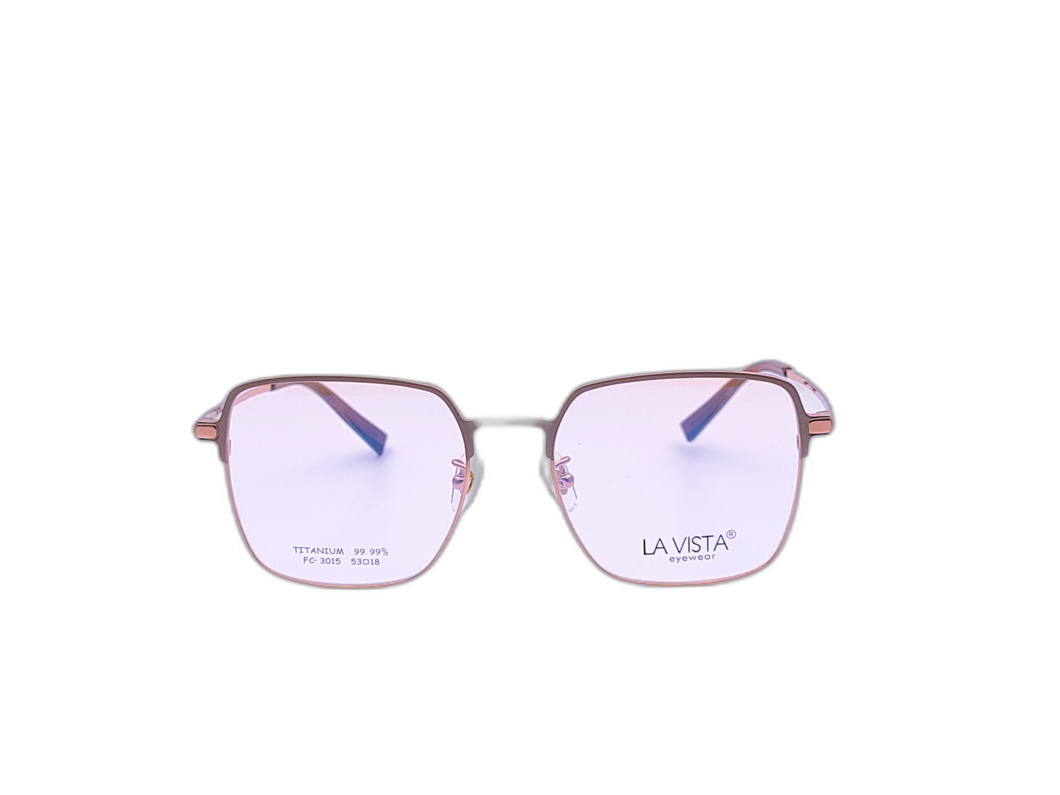 La Vista Eye Wear - Square  - Cafe * Rose Gold - Mod : FC-3015 - Col : C28