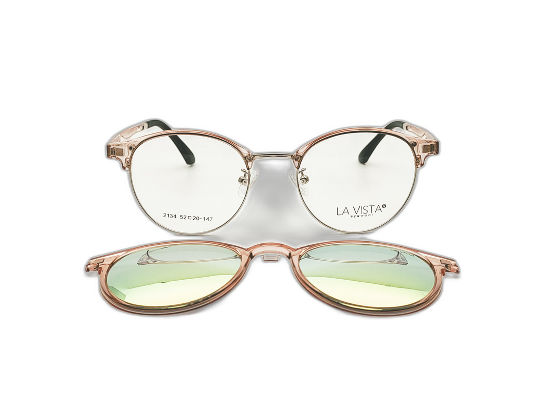 La Vista Eye Wear Clip on-Round-Light Rose-2134