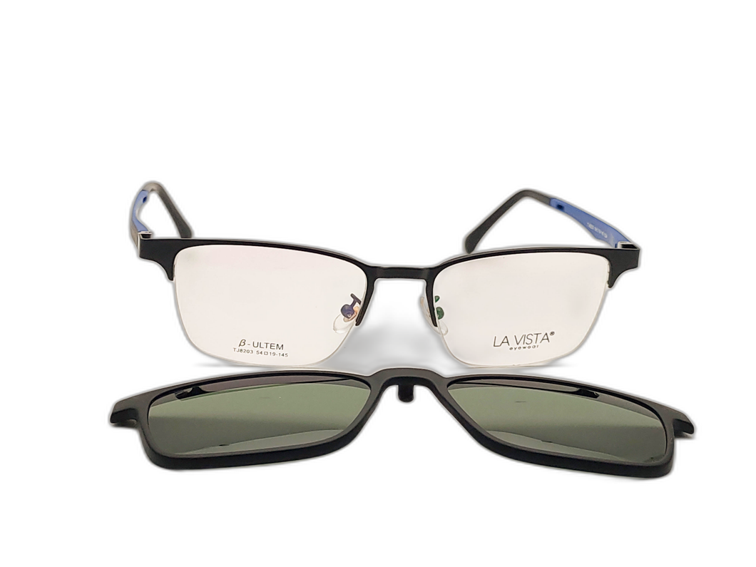 La Vista Eye Wear Clip on-Square-Black-Mod : Tj - 8203 - Color : 04
