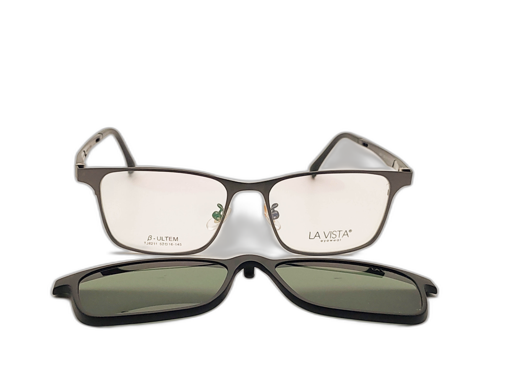 La Vista Eye Wear Clip on-Square-Black-Mod : Tj - 8211 - Color : 02