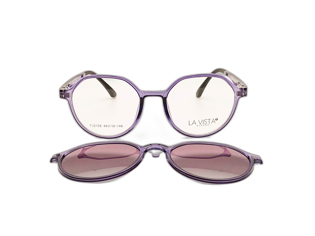 La Vista Eye Wear Clip on-Round-Purple-Mod : TJ 2158 - Color : 05