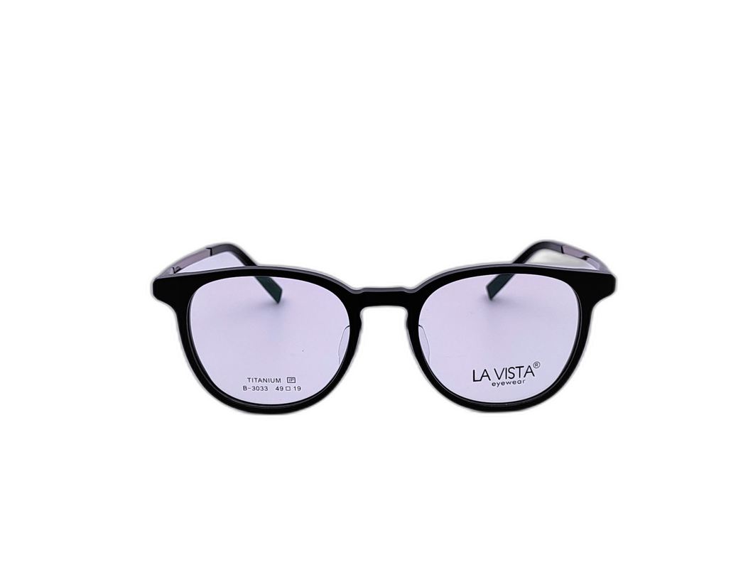 La Vista Eye Wear - Round  - Black * Silver - Mod : B-3033 - Col : C3