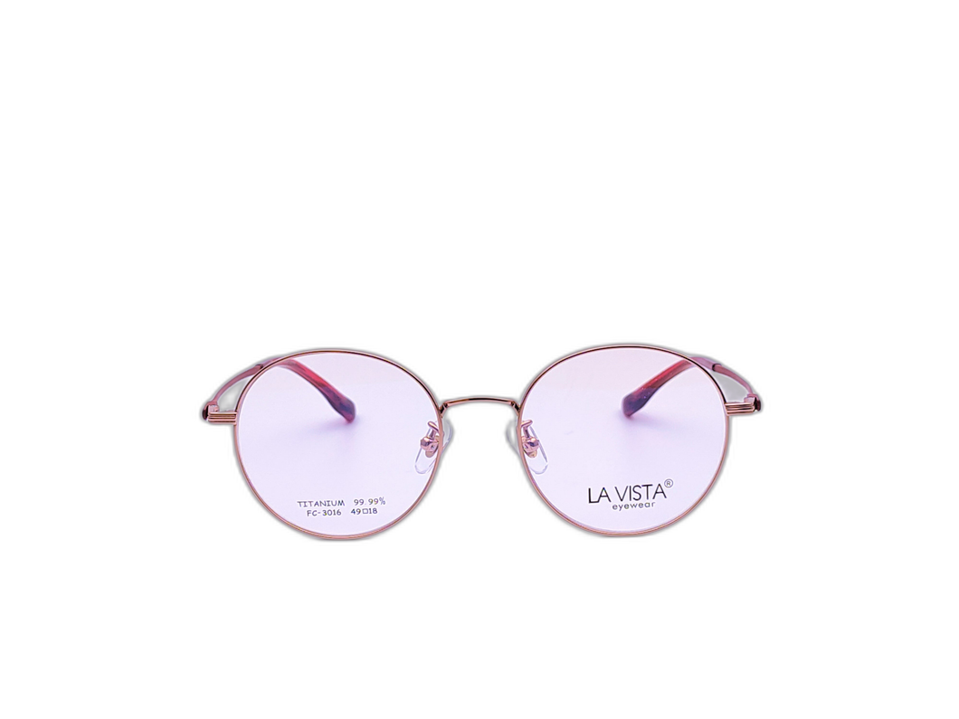 La Vista Eye Wear - Round - Maroon * Rose Gold - Mod : FC-3016 - Col : C7-1